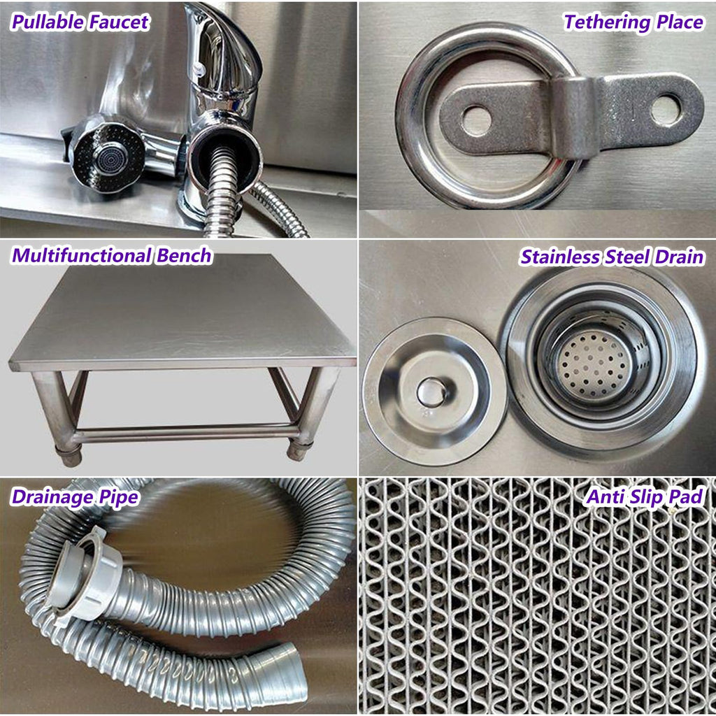 53'' Stainless Steel Pet Grooming Tub with Walk-in Stairs W883