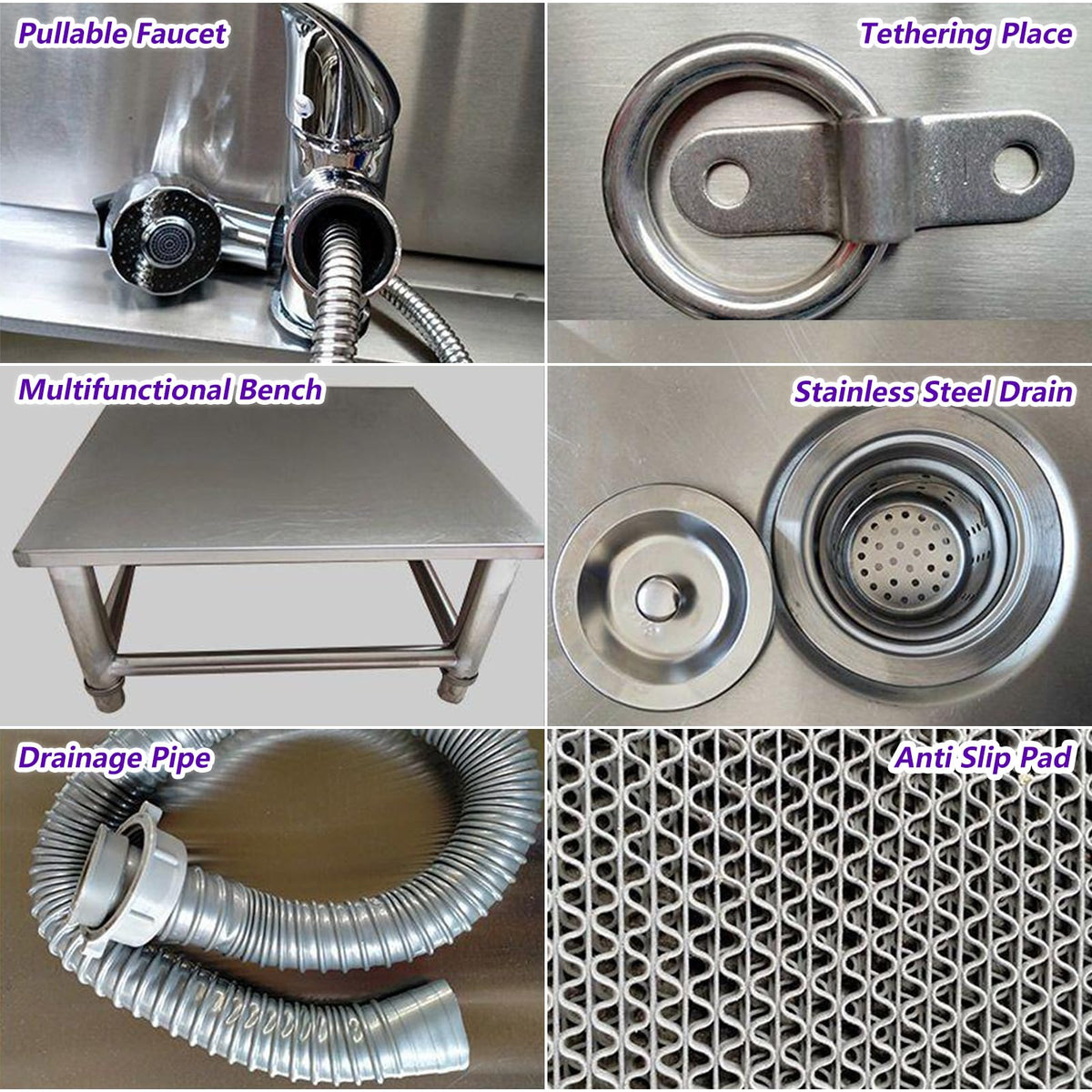 53'' Stainless Steel Pet Grooming Tub with Walk-in Stairs W883