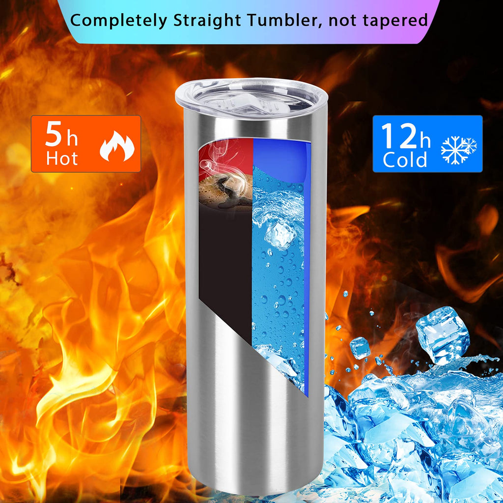 20 Oz Stainless Steel Skinny Tumbler Set, 4 Pack, Silver I480