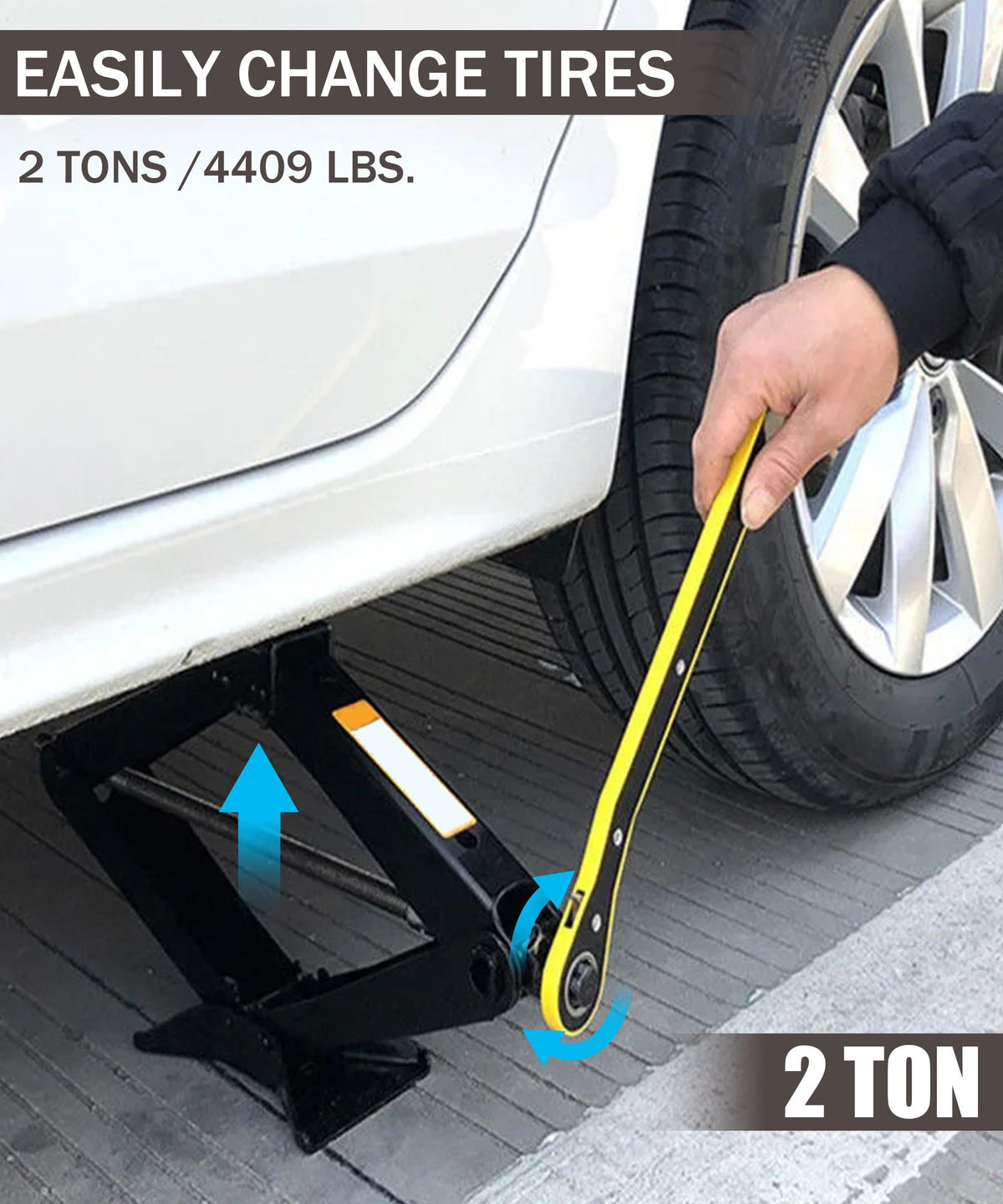 2 Ton Scissor Jack Lift with Lug Wrench V6512