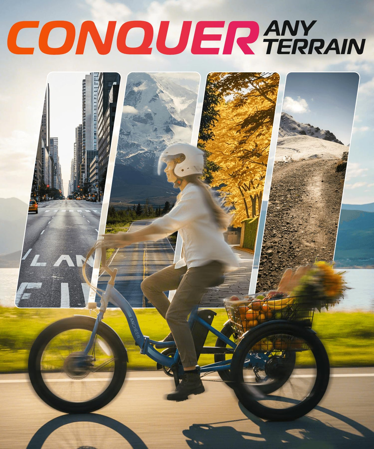 Electric Tricycle for Adults, 600W Folding, 24" 499Wh, 15.5MPH, Removable Battery, 3 Wheel, Blue C4130