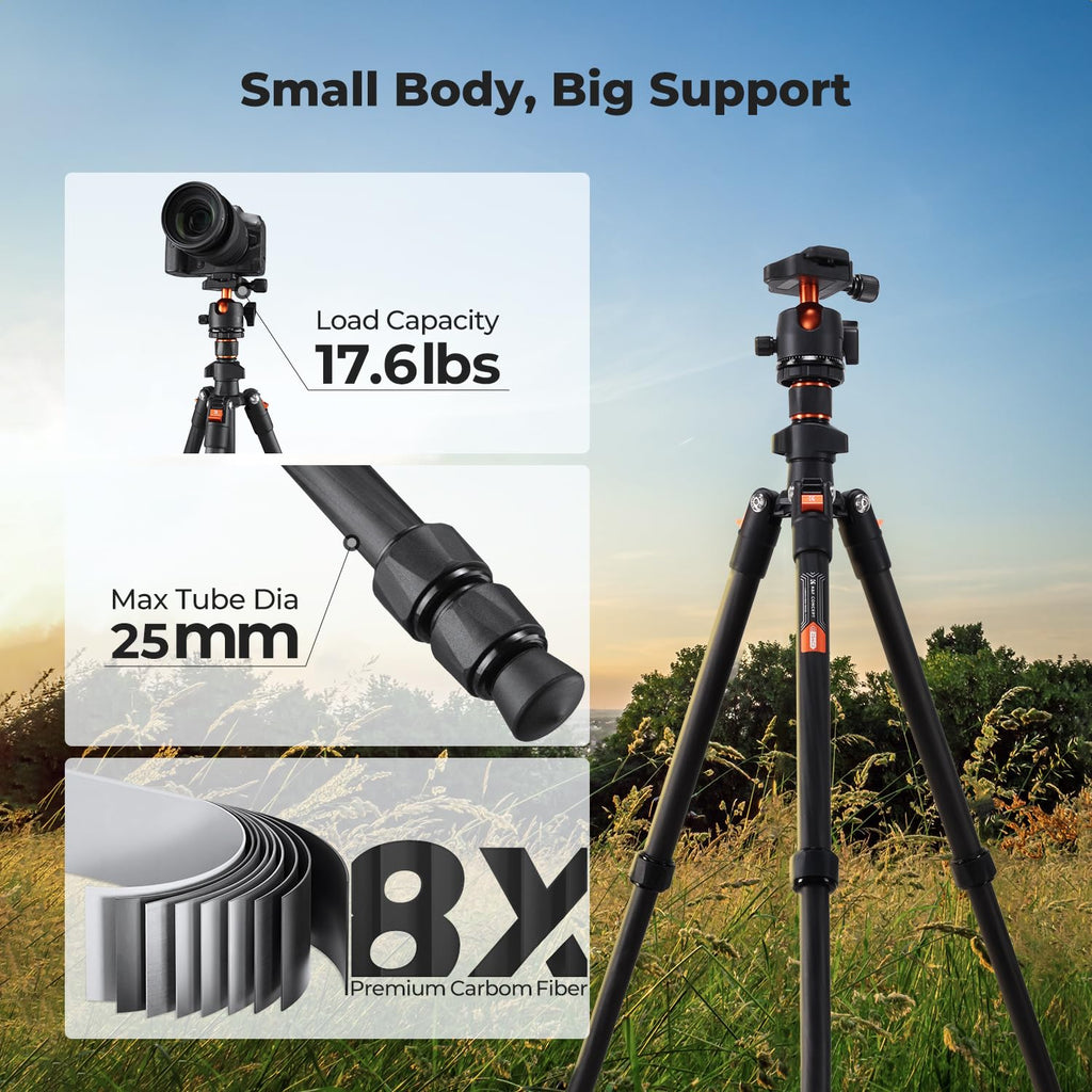 Carbon Fiber Camera Tripod with Ball Head C617