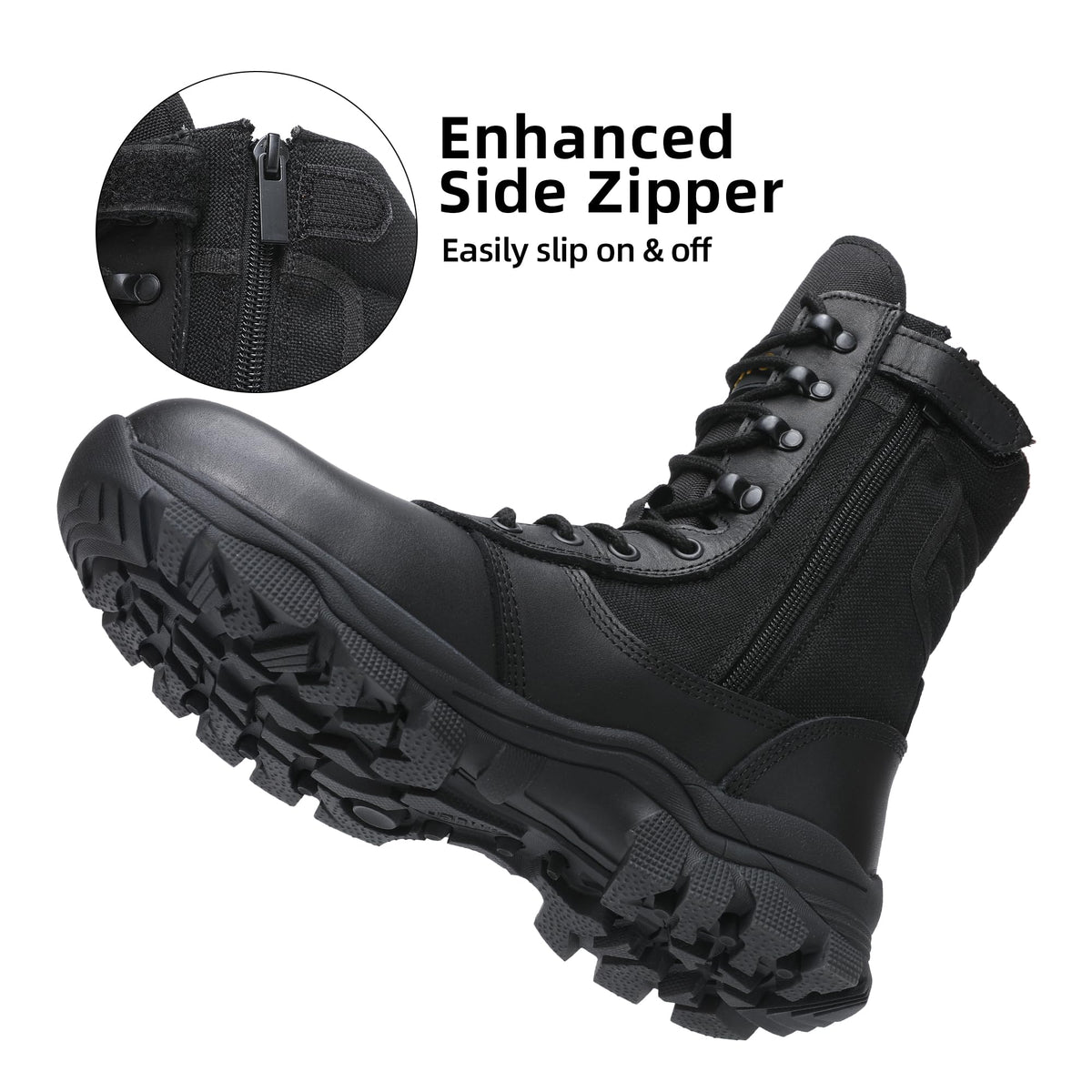 Tactical Boots Steel Toe Side Zipper 8 inches I196949