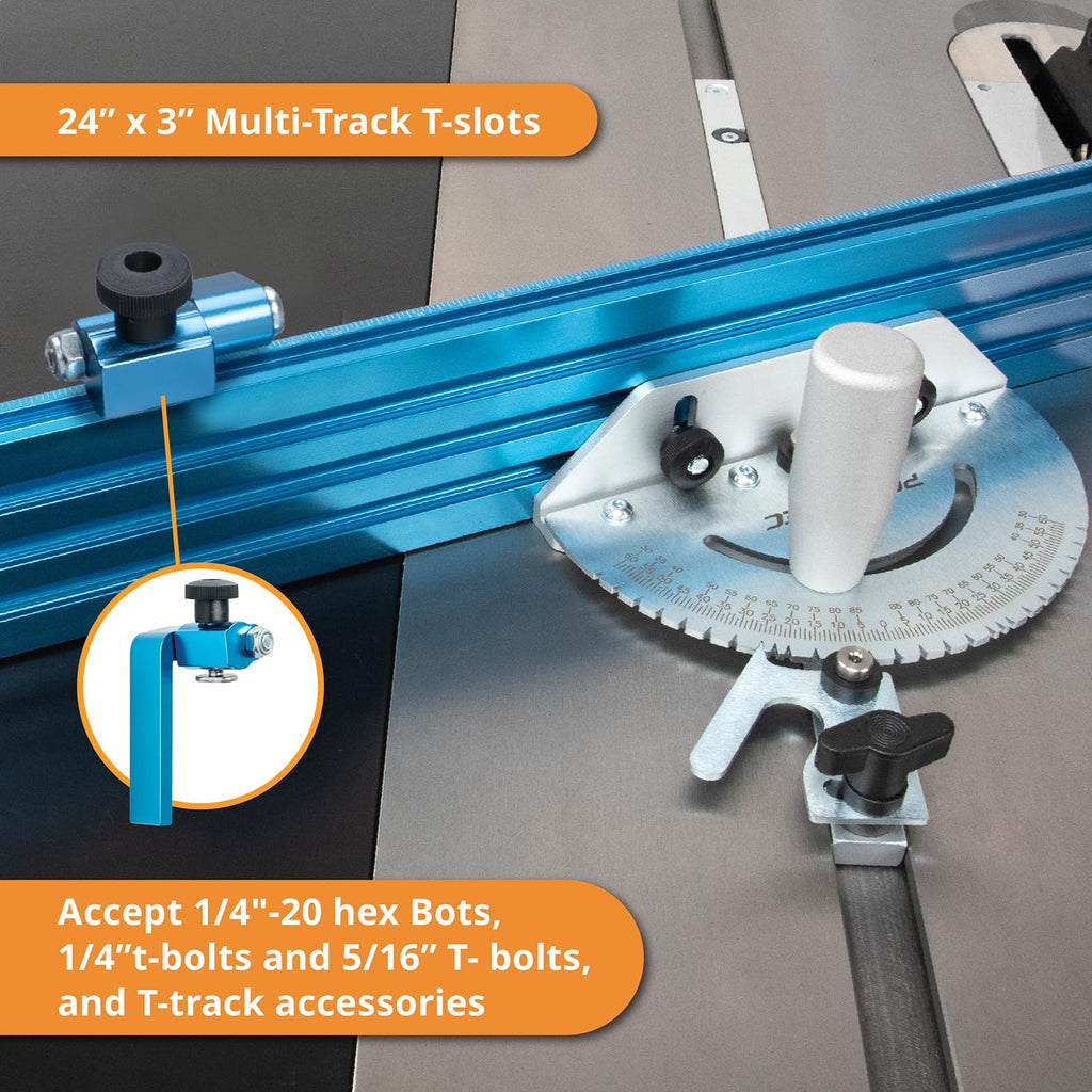Table Saw Miter Gauge with 27 Angle Stops and T-Slot Miter Bar G1575