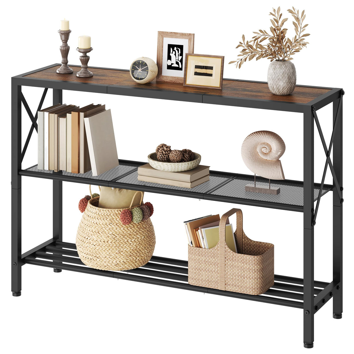 3 Tier Narrow Console Table with Shelves C614209