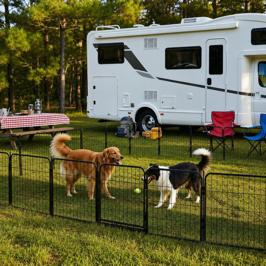 32 Inch 16 Panel Black Metal Dog Playpen O191162