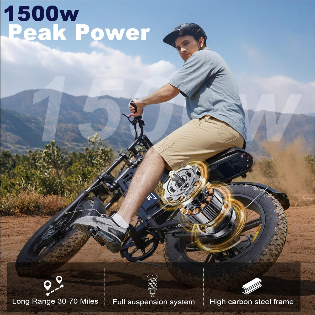 1500W Peak Motor Full Suspension Electric eBike H493