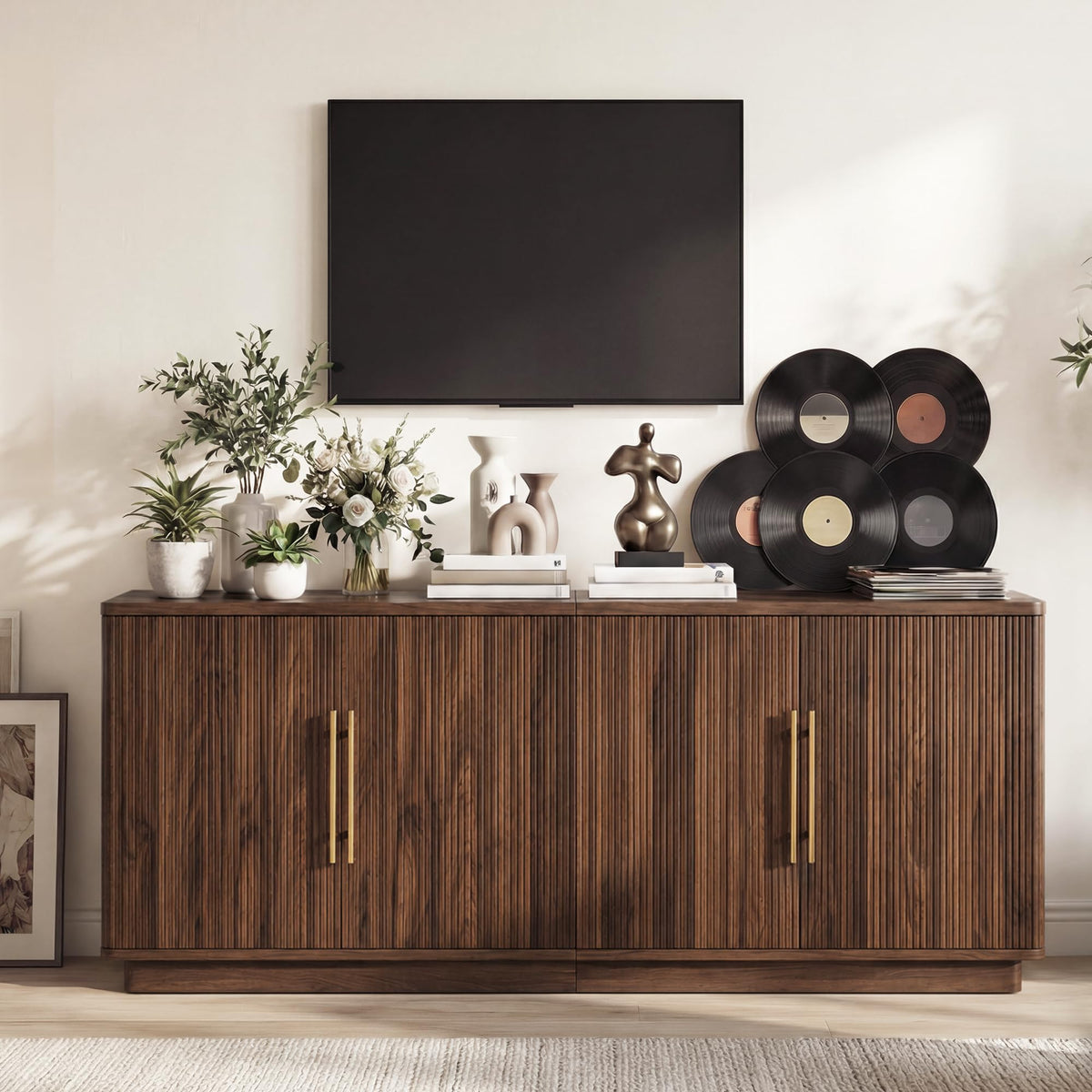 70" TV Stand with 4 Fluted Doors H573522