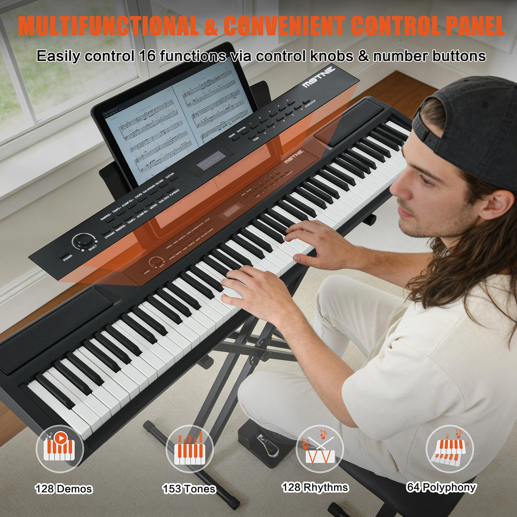 88 Key Weighted Digital Piano with Bench and 3 Pedal Unit Y415
