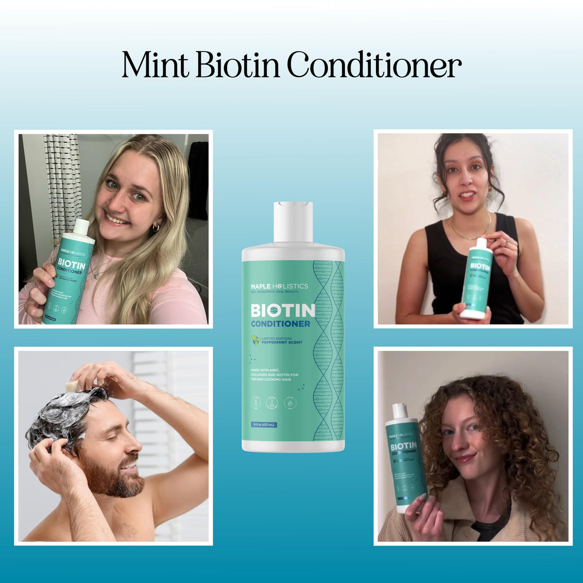 Sulfate Free Biotin Rosemary Peppermint Shampoo and Conditioner Set L22210