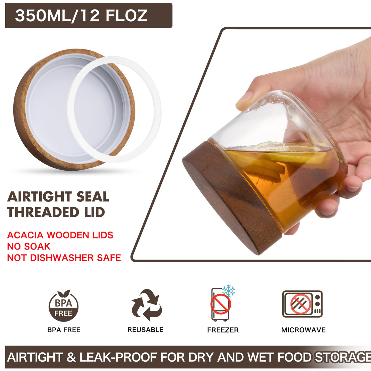 12 oz Glass Jars with Lids 6 Pack O494884