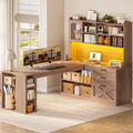 61" L Shaped Office Desk with Drawers and Storage B422