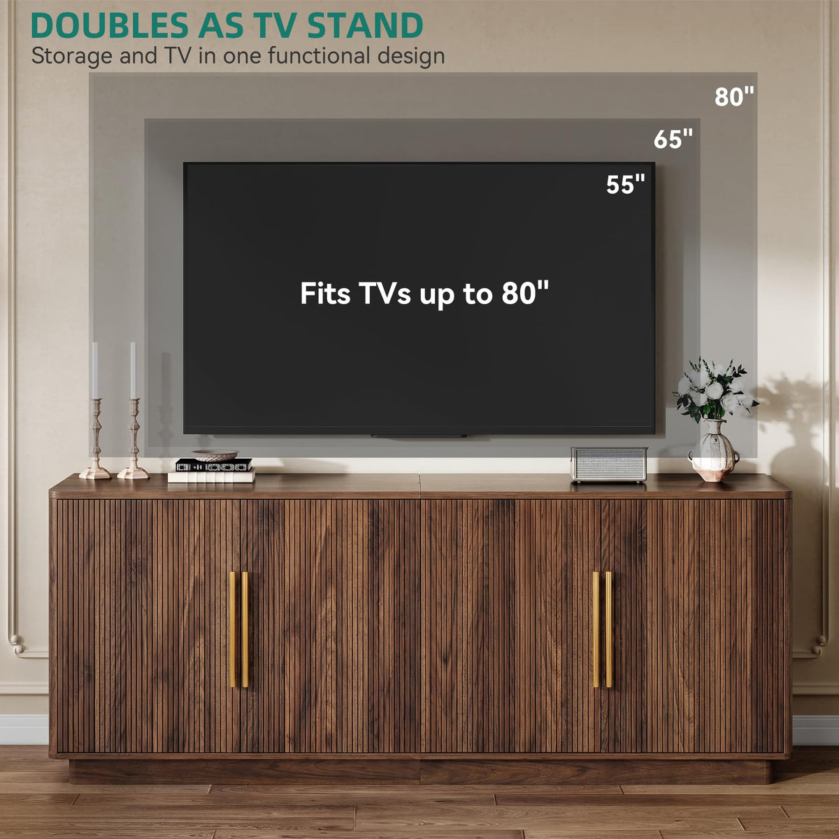 70" TV Stand with 4 Fluted Doors H573522