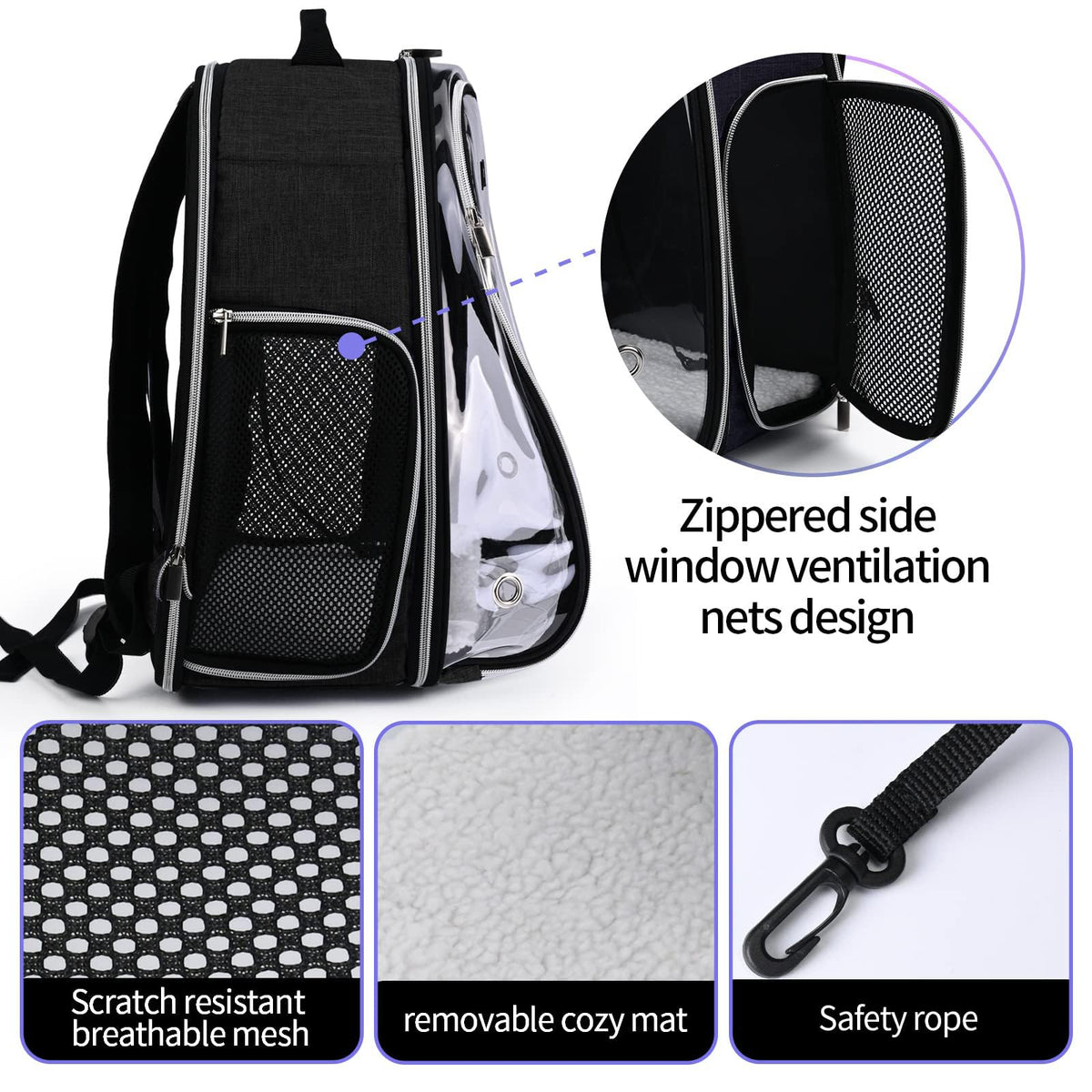 Cat Carrier Backpack Bubble 18 Lbs Black H26864
