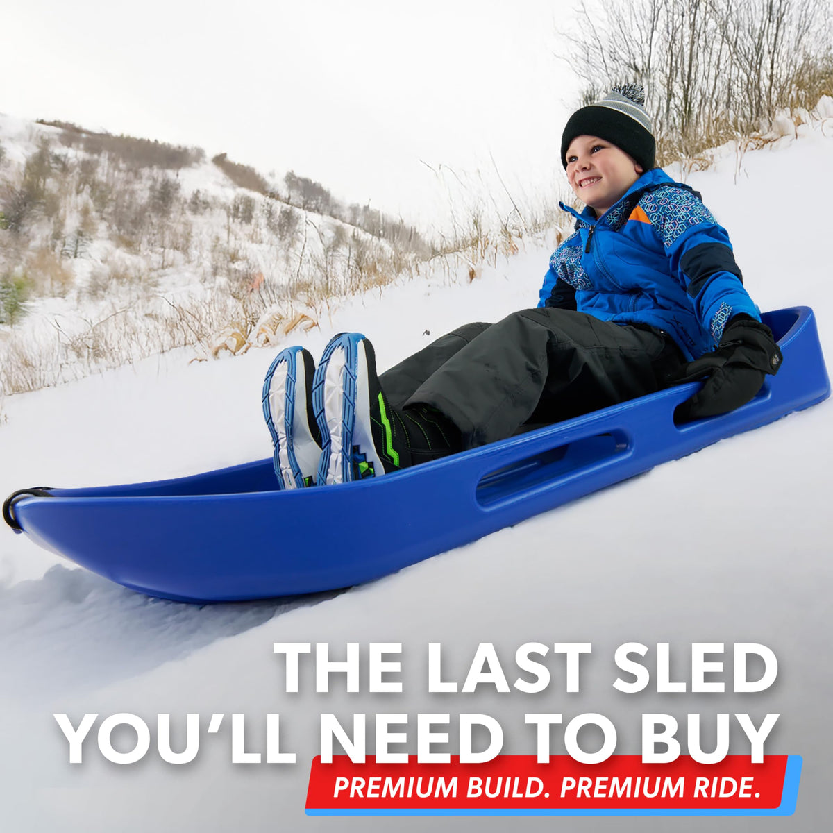 2 Person Snow Sled with Pull Strap and Padded Seat O4109