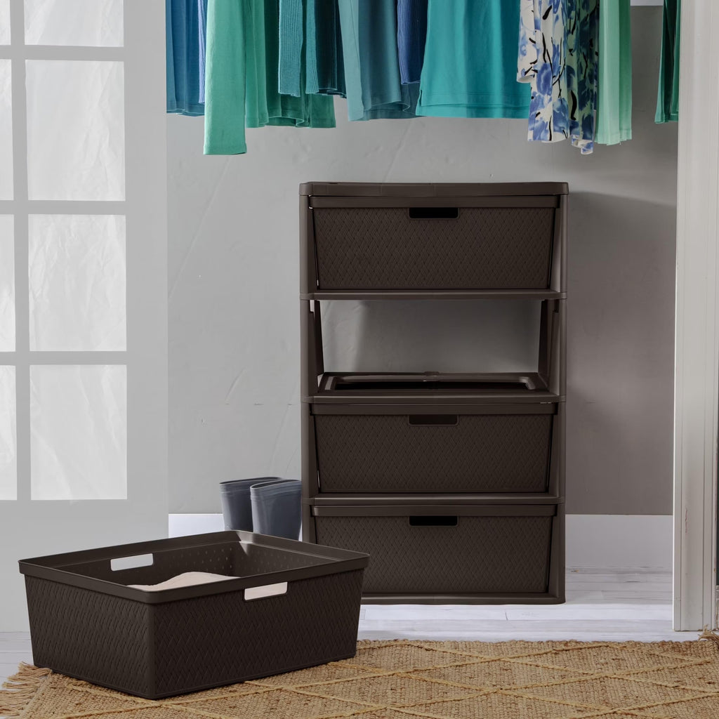 Brown 4 Drawer Plastic Storage Organizer J4220