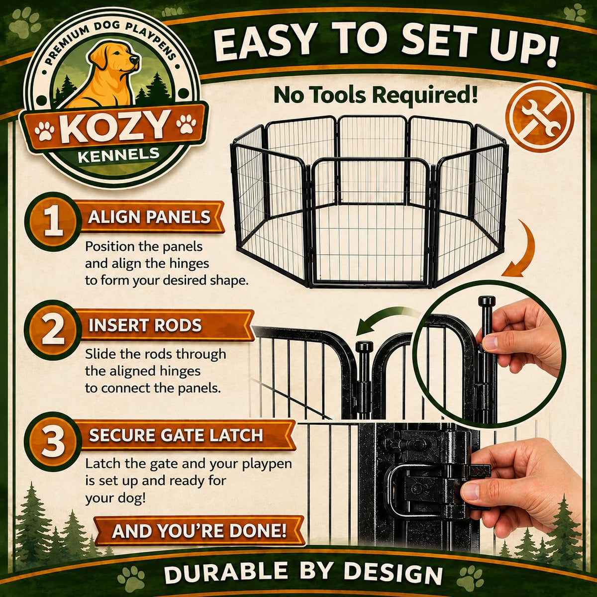 32 Inch 16 Panel Black Metal Dog Playpen O191162