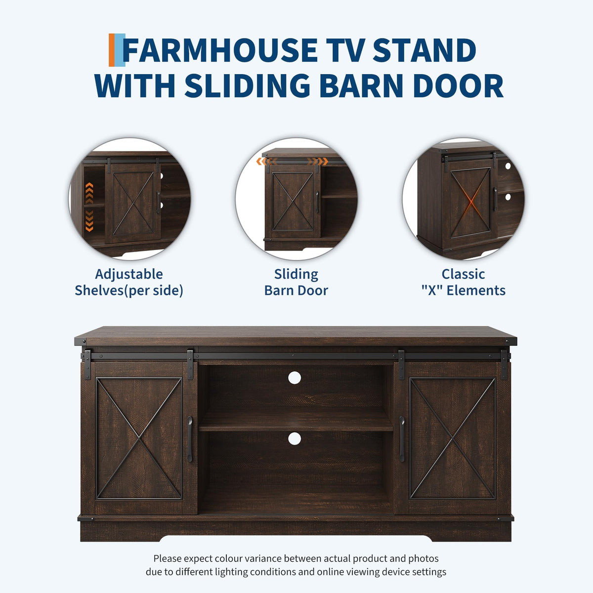 59" Brown Farmhouse TV Stand R8222