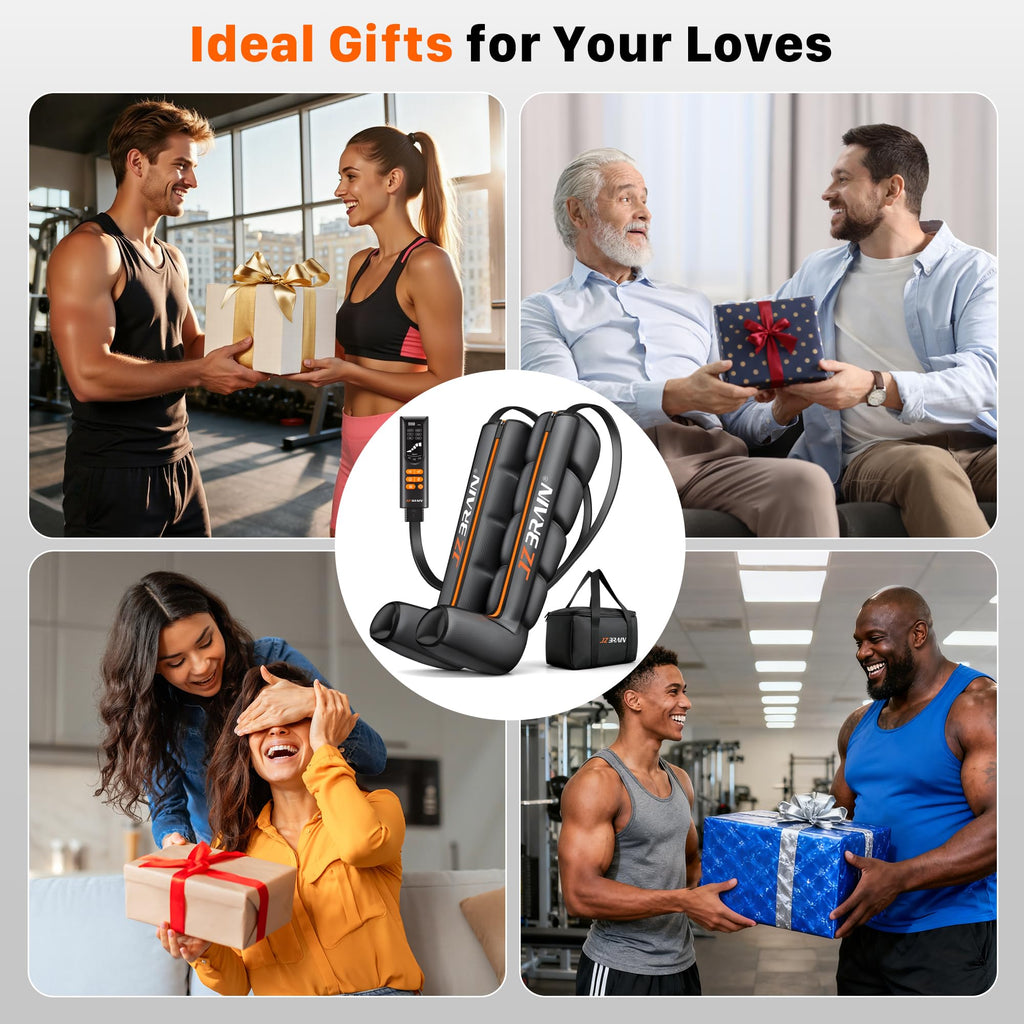 Air Compression Boots Leg Massager with Heat, 6 Modes & 11 Intensities (Large) I2537