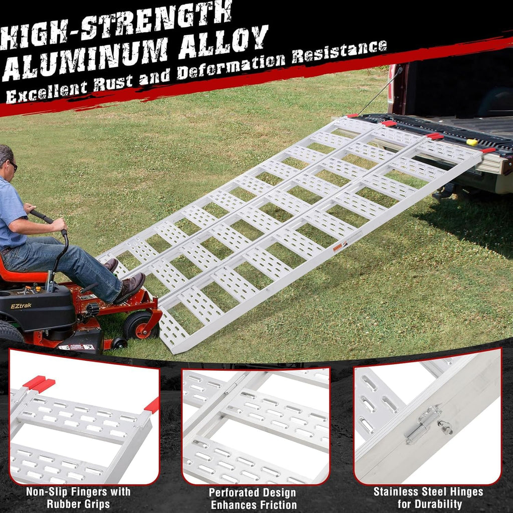 Aluminum Tri-Fold Ramp with Treads 76"x50" V530