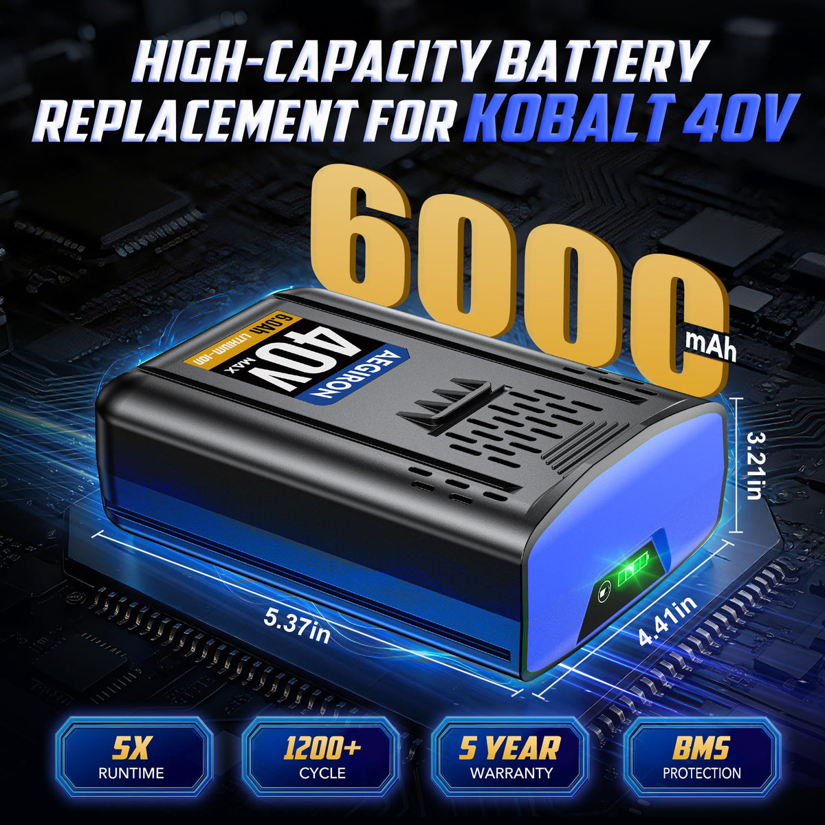 40V 6.0Ah Lithium-lon Replacement Battery Q4881