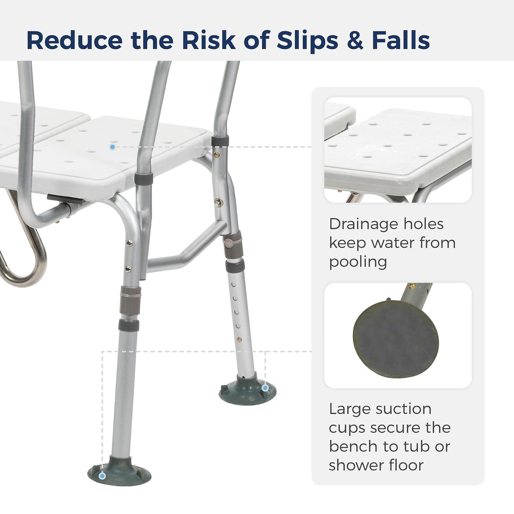 Adjustable Height White Tub Transfer Bench W6909