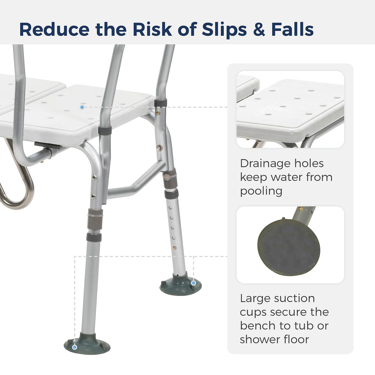 Adjustable Height White Tub Transfer Bench W6909