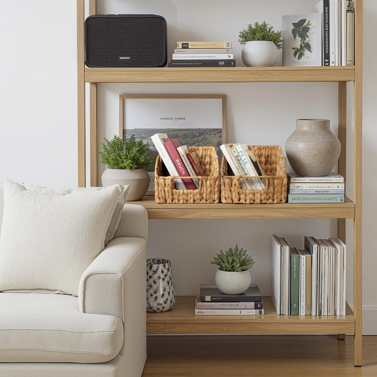 Wicker Storage Baskets with Built-in Handles, 2 Pack K5015