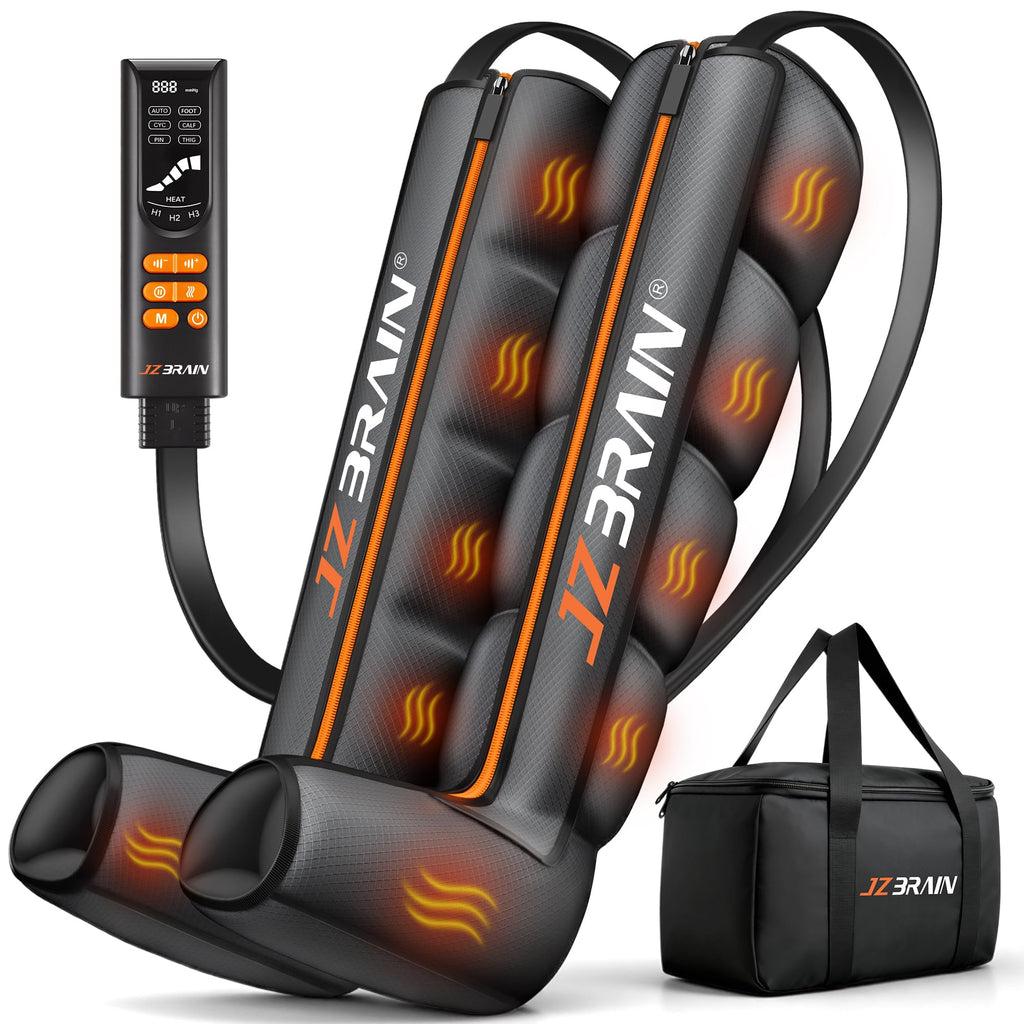 Air Compression Boots Leg Massager with Heat, 6 Modes & 11 Intensities (Large) I2537