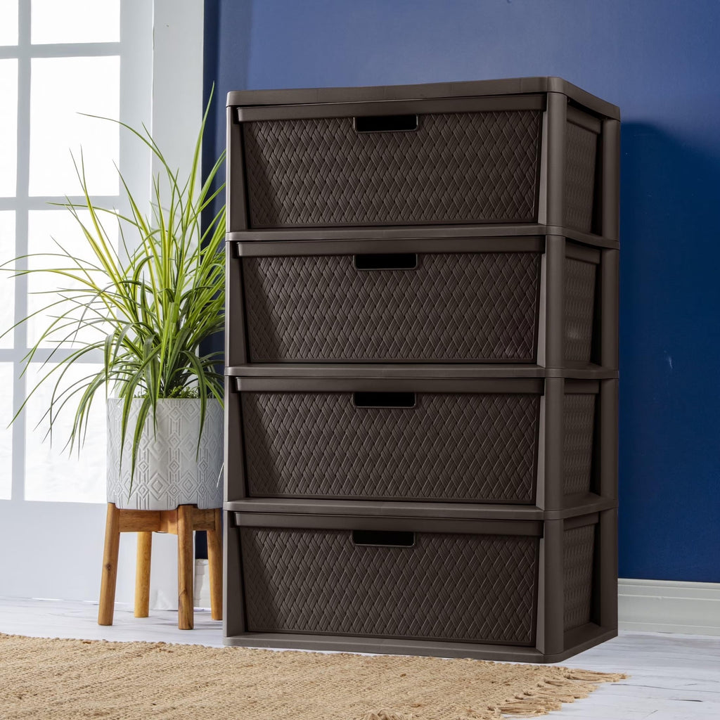 Brown 4 Drawer Plastic Storage Organizer J4220