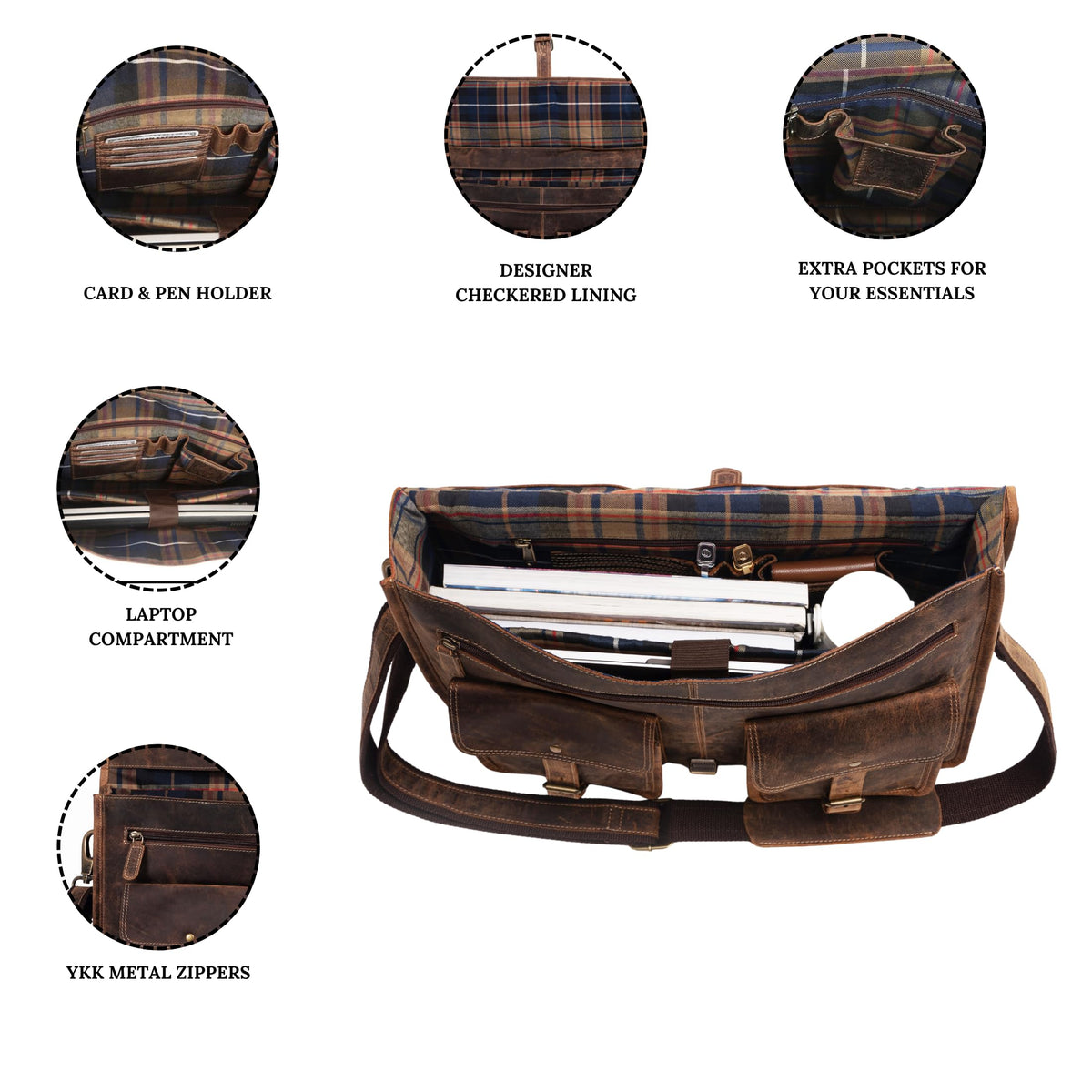 18 Inch Leather Laptop Messenger Bag U963