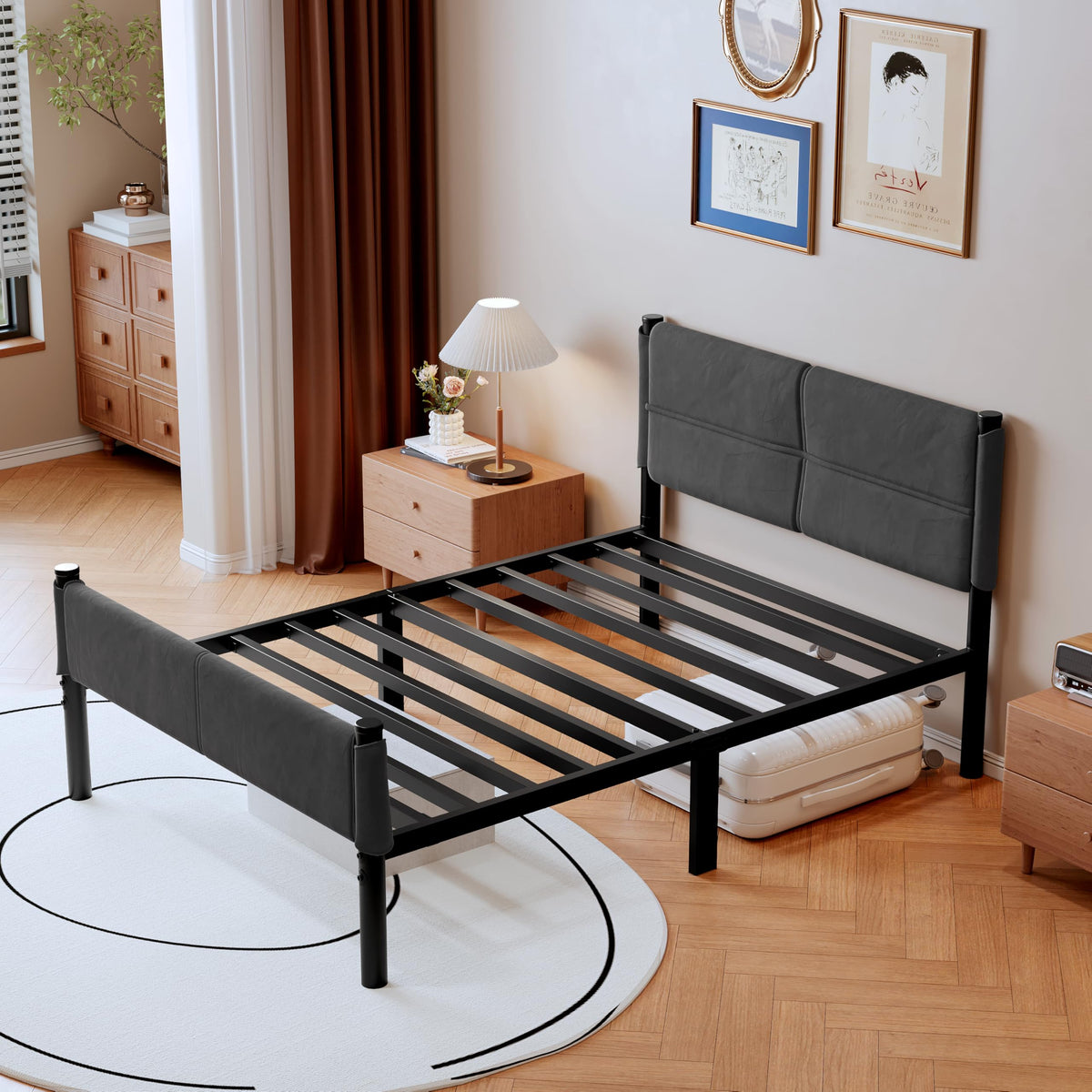 14 Inch Twin Size Grey Metal Bed Frame W792