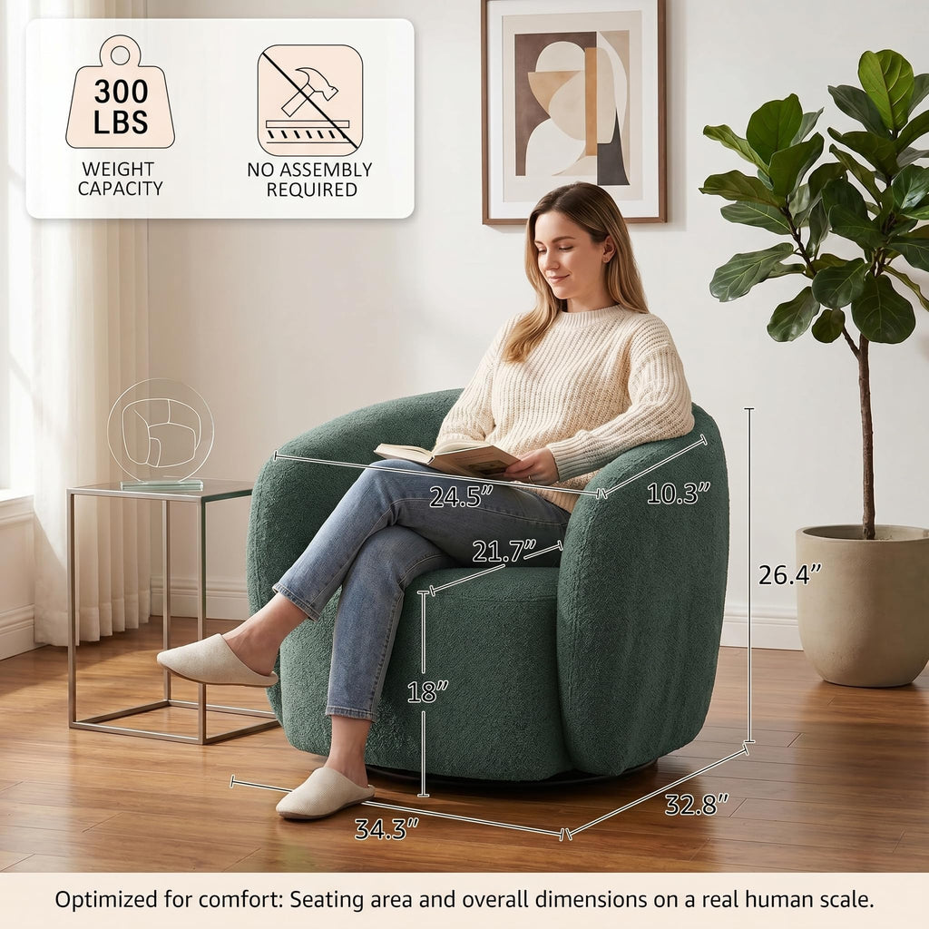 Green Boucle Swivel Accent Chair Set of 2 I378838