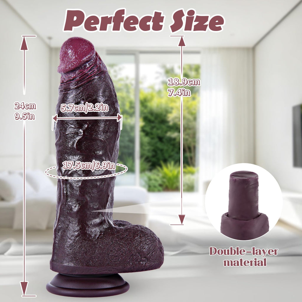 9.7" Dual Density Black Dildo with Suction Cup I595983