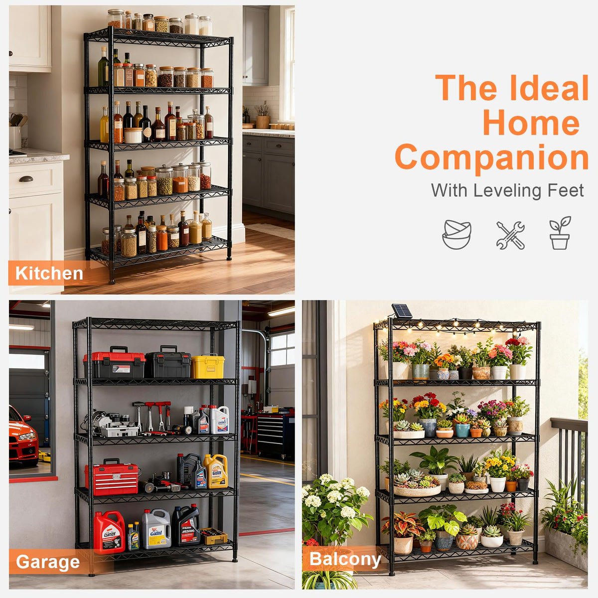 5-Tier Heavy Duty Metal Shelving Unit on Lockable Wheels W2372