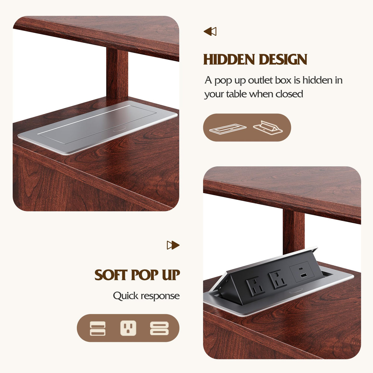 End Table with Charging Station & 2 Drawers V201