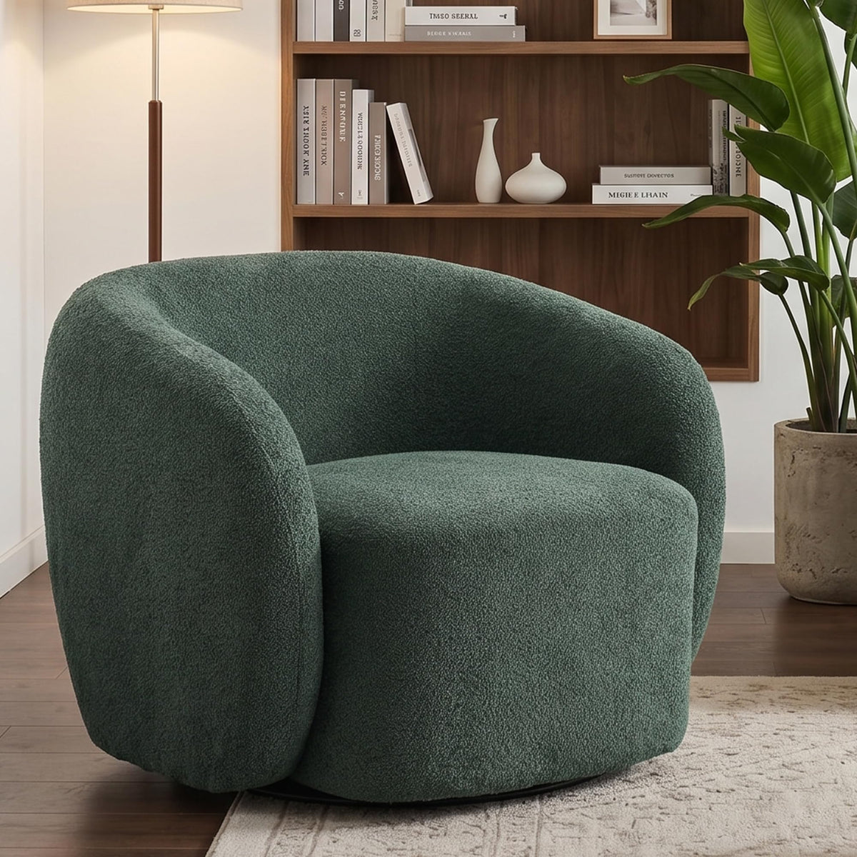 Green Boucle Swivel Accent Chair Set of 2 I378838
