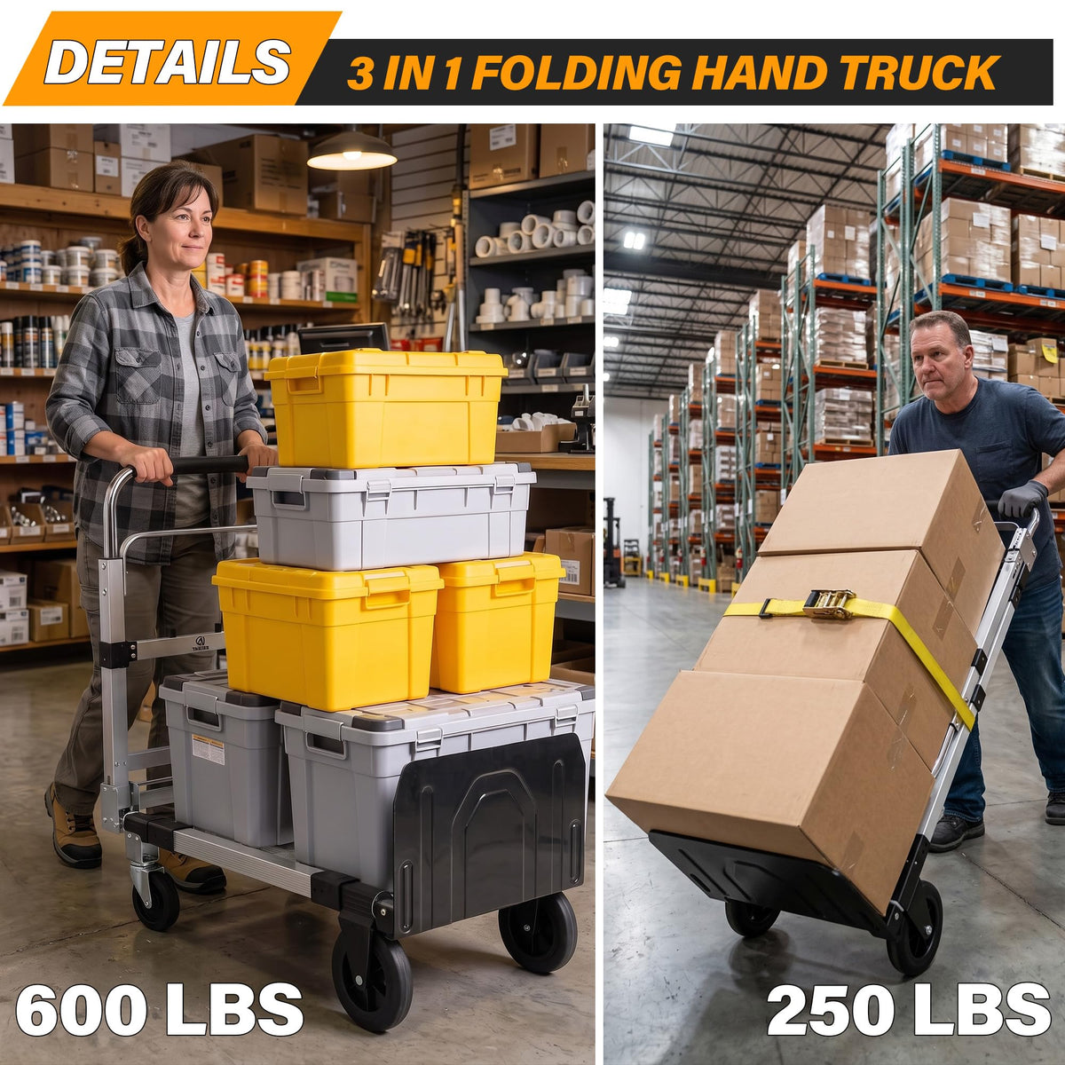 3 in 1 Convertible Folding Hand Truck with 2 Straps O286