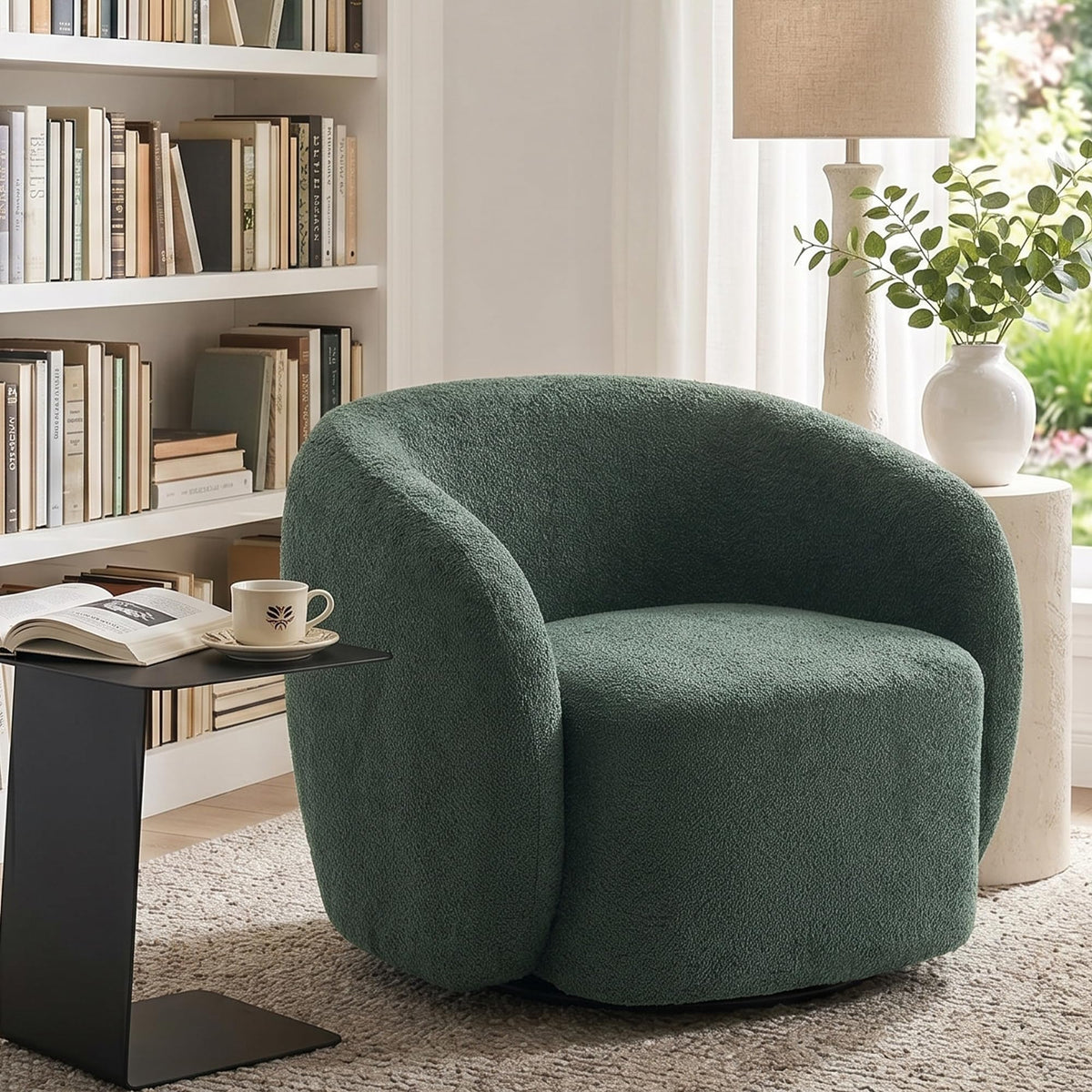 Green Boucle Swivel Accent Chair Set of 2 I378838