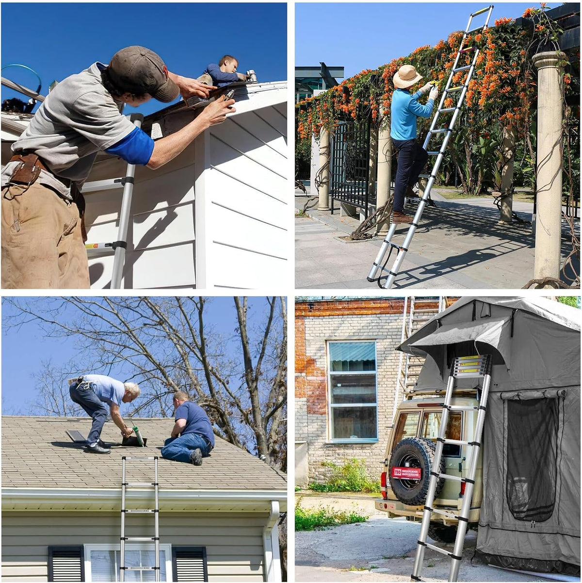 16.5FT Aluminum Telescoping Ladder 300 lbs V792