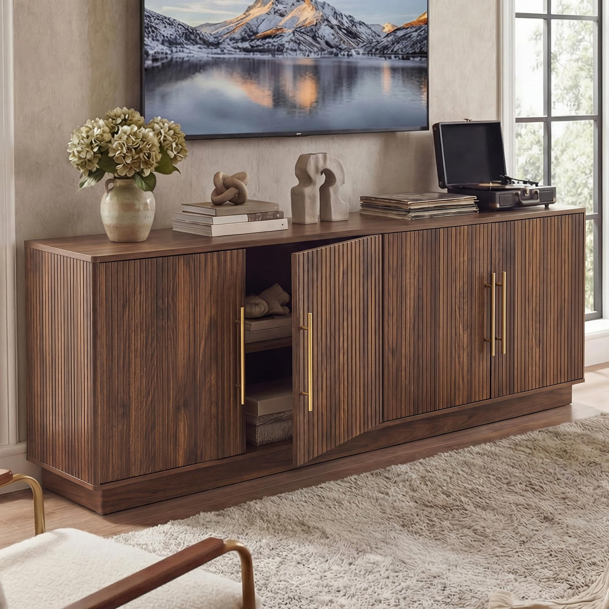 70" TV Stand with 4 Fluted Doors H573522