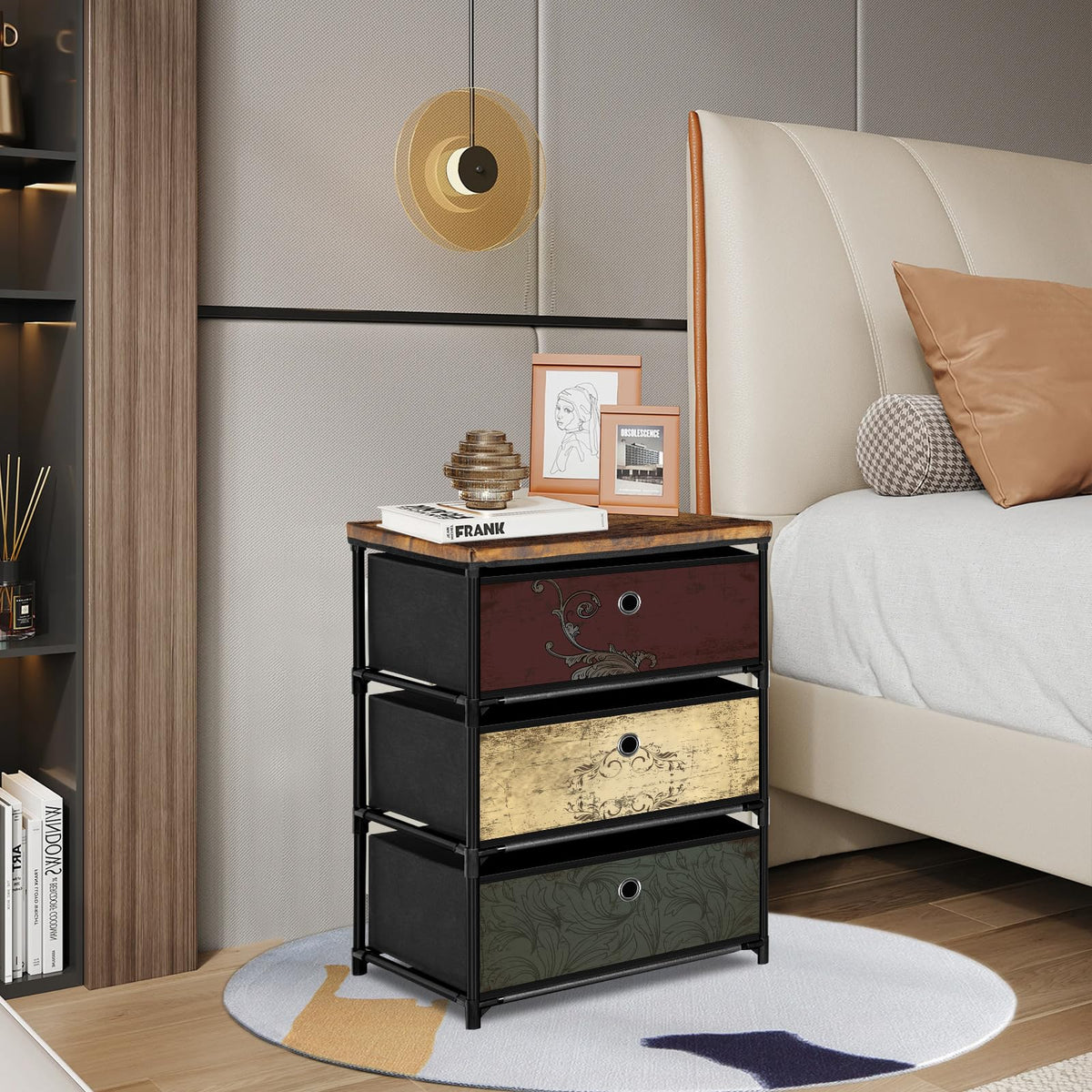3 Drawer Fabric Nightstand O993
