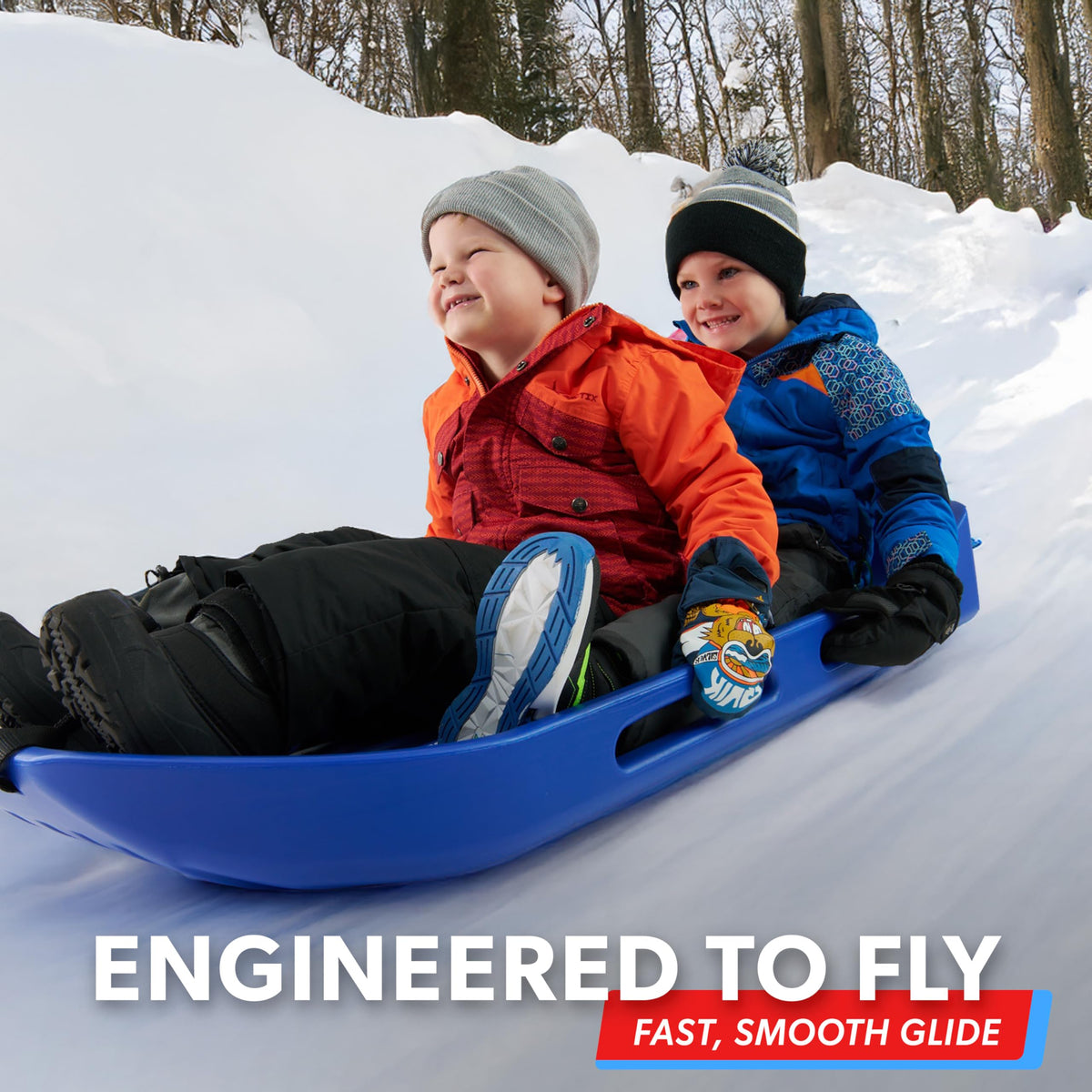 2 Person Snow Sled with Pull Strap and Padded Seat O4109
