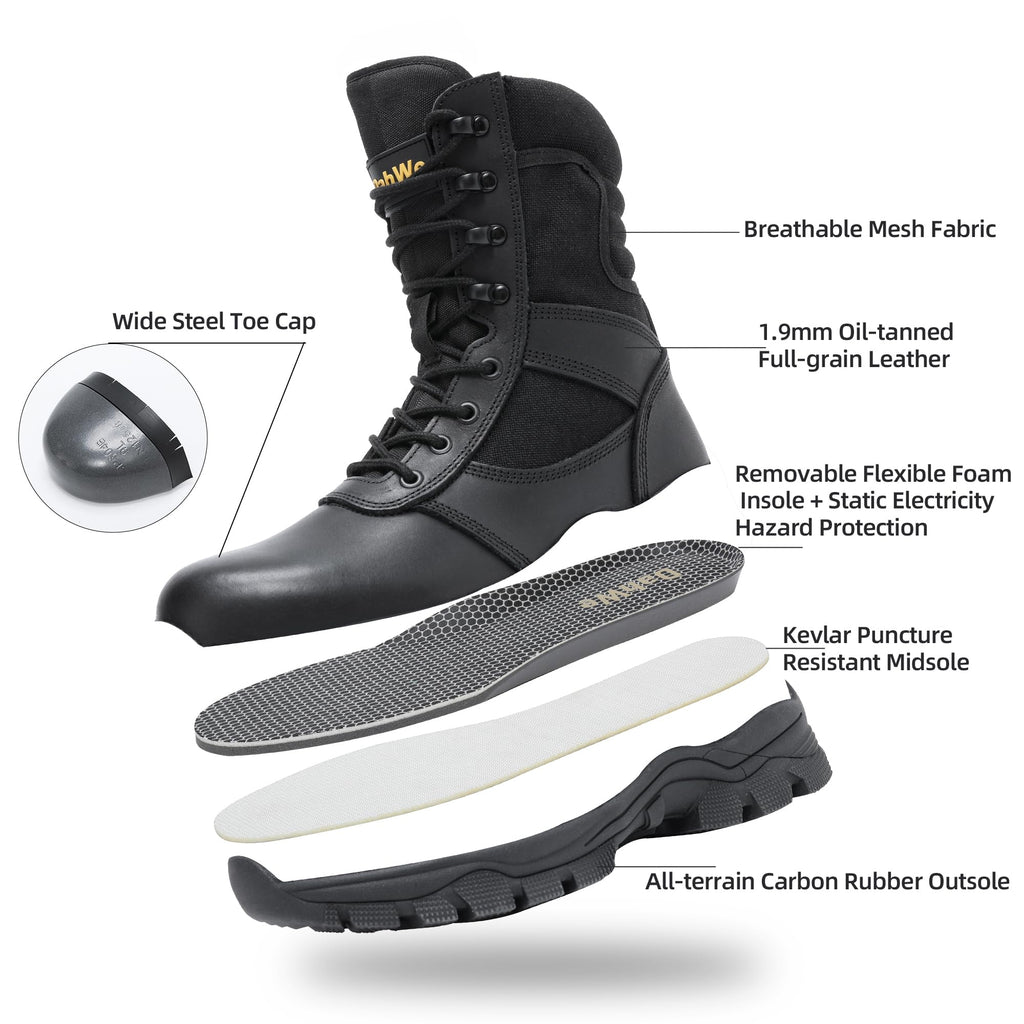 Tactical Boots Steel Toe Side Zipper 8 inches I196949