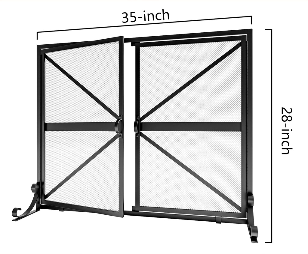 Wrought Iron Fireplace Screen with Doors E280505