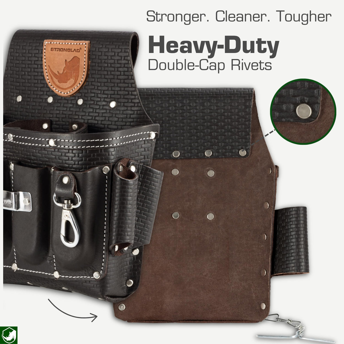 Heavy Duty 13-Pocket Top Grain Leather Tool Belt O2952