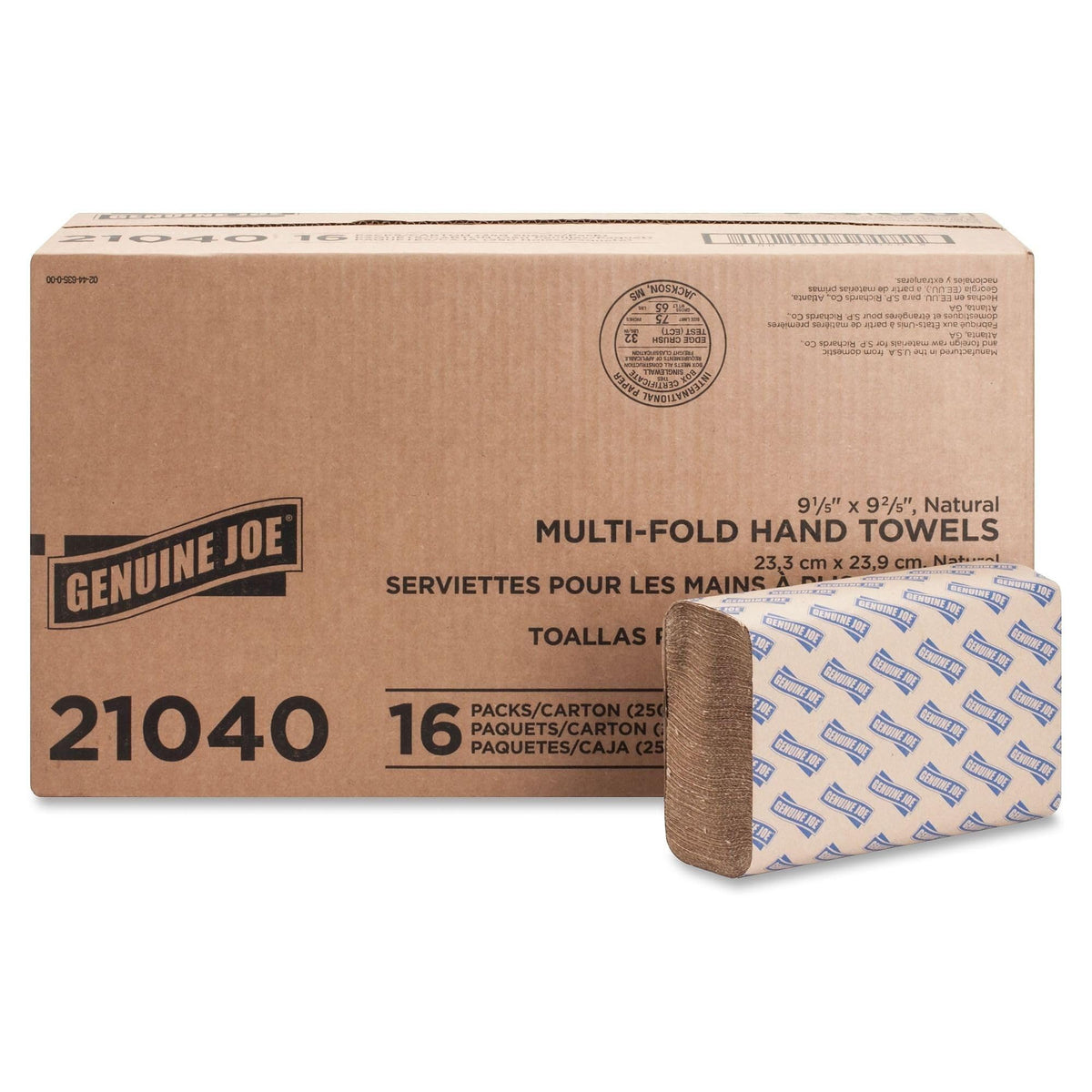 Multifold Paper Hand Towels 1-Ply Kraft 100% Recycled 250 Count 16 Pack L63120