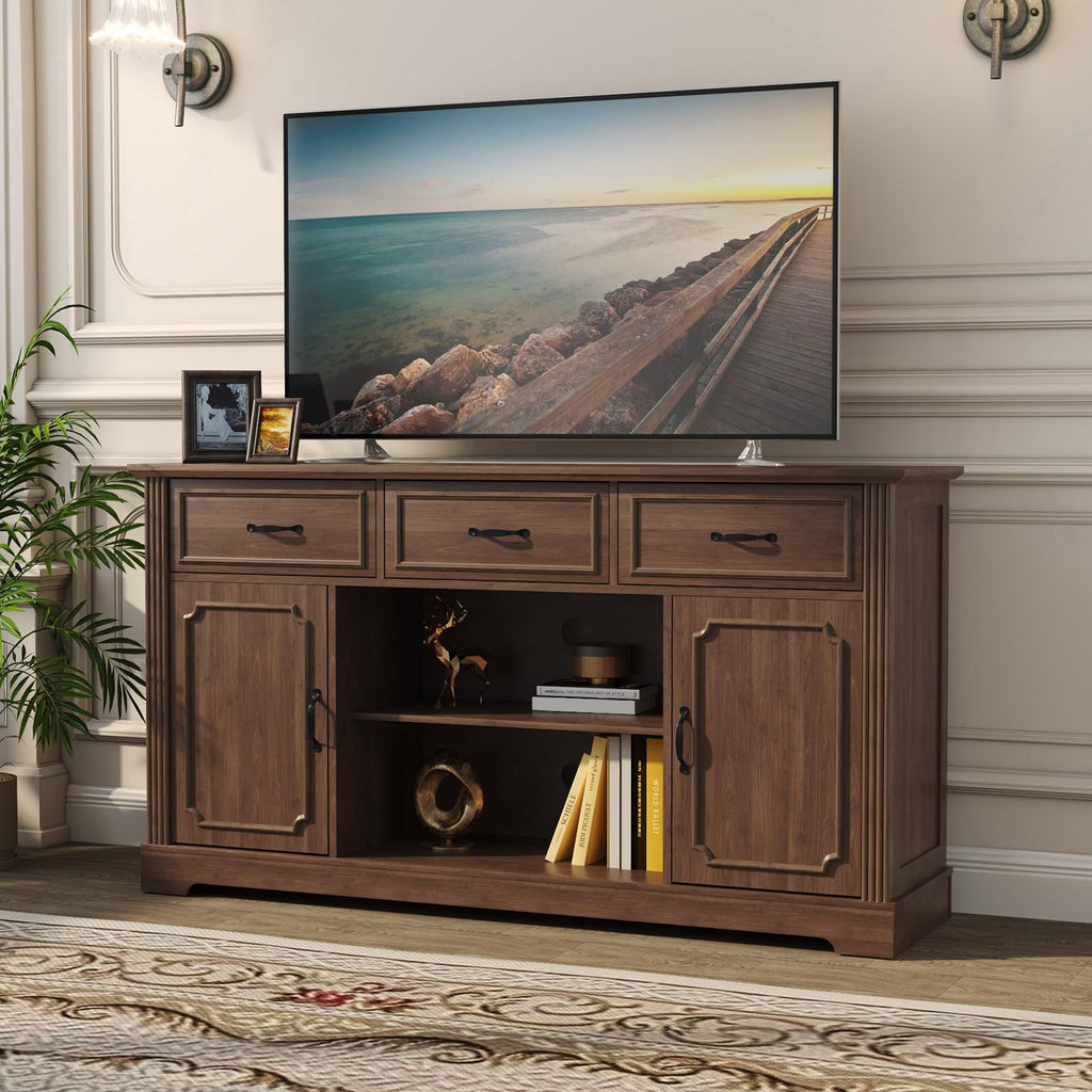 Mid Century Wood TV Stand with 3 Drawers L78222