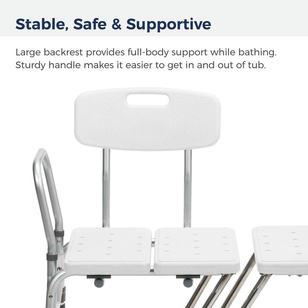 Adjustable Height White Tub Transfer Bench W6909