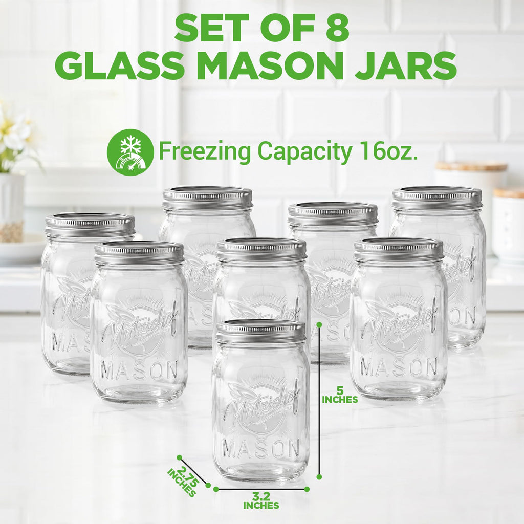 8-Pack 16 oz Glass Mason Jars with Lids T486921